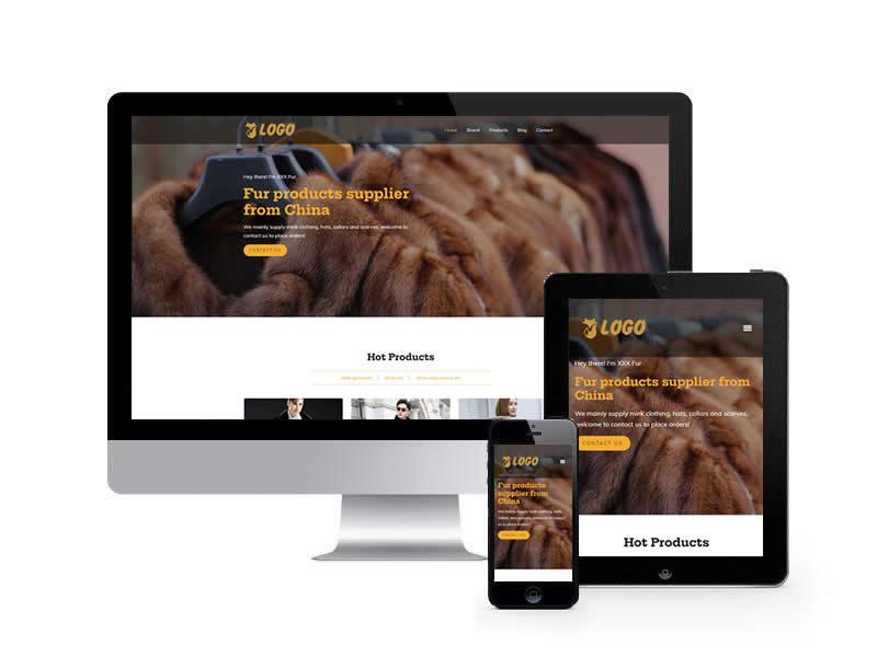 貂皮服裝英文外貿類網站pbootcms模板(自適應手機端)