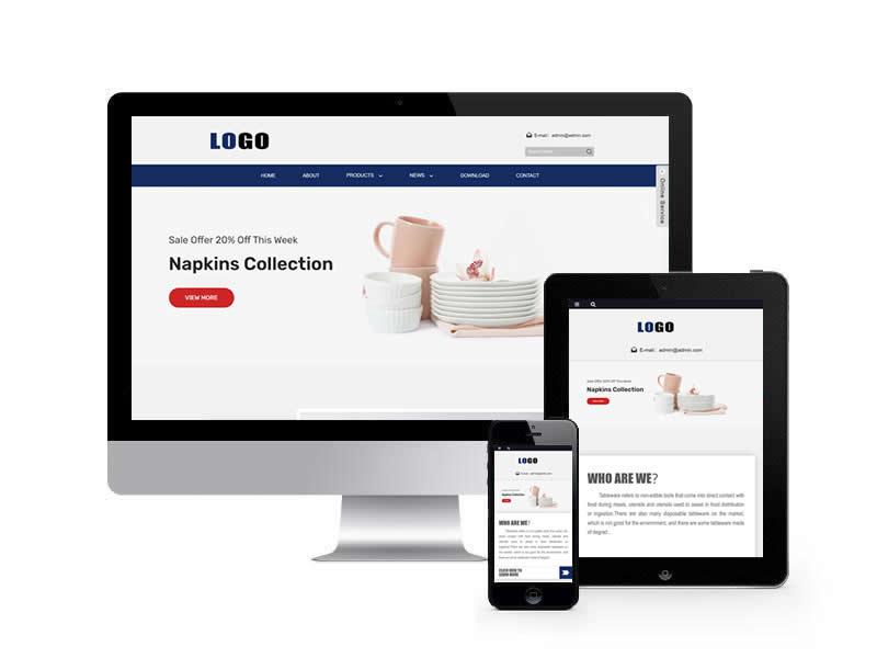 餐具生活用品類網站pbootcms模板(自適應手機端)